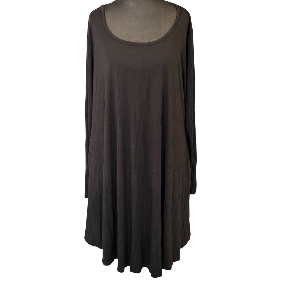 Black Long-Sleeve A-Line Tunic Dress By JollieLovin Plus Size 3X  Flowy Fit